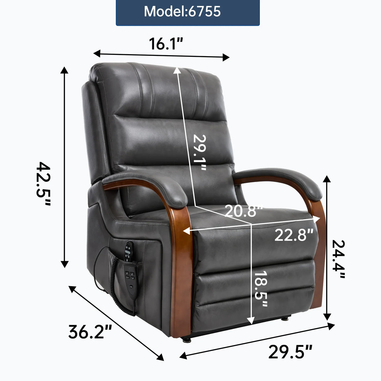 Power Lift Recliner Chair With Heat Massage and Wood Armrests - Omega Lifestyles
