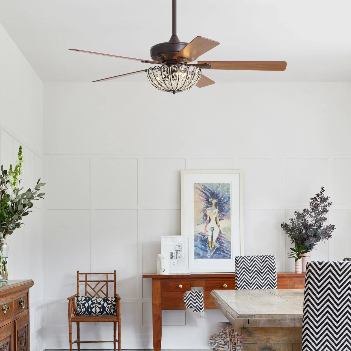 52-Inch Vintage Coffee Brown Ceiling Fan With Remote - Omega Lifestyles