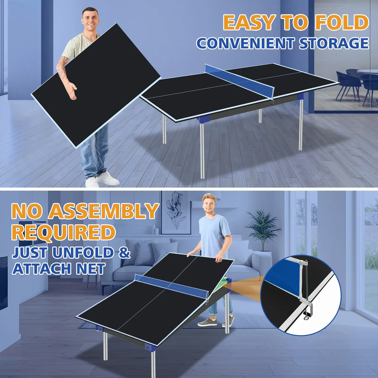 Foldable Portable Black MDF Ping Pong Conversion Table Top - Omega Lifestyles