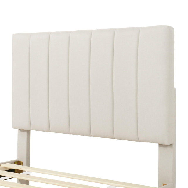 Twin Upholstered Platform Bed With Trundle And Drawers - Omega Lifestyles