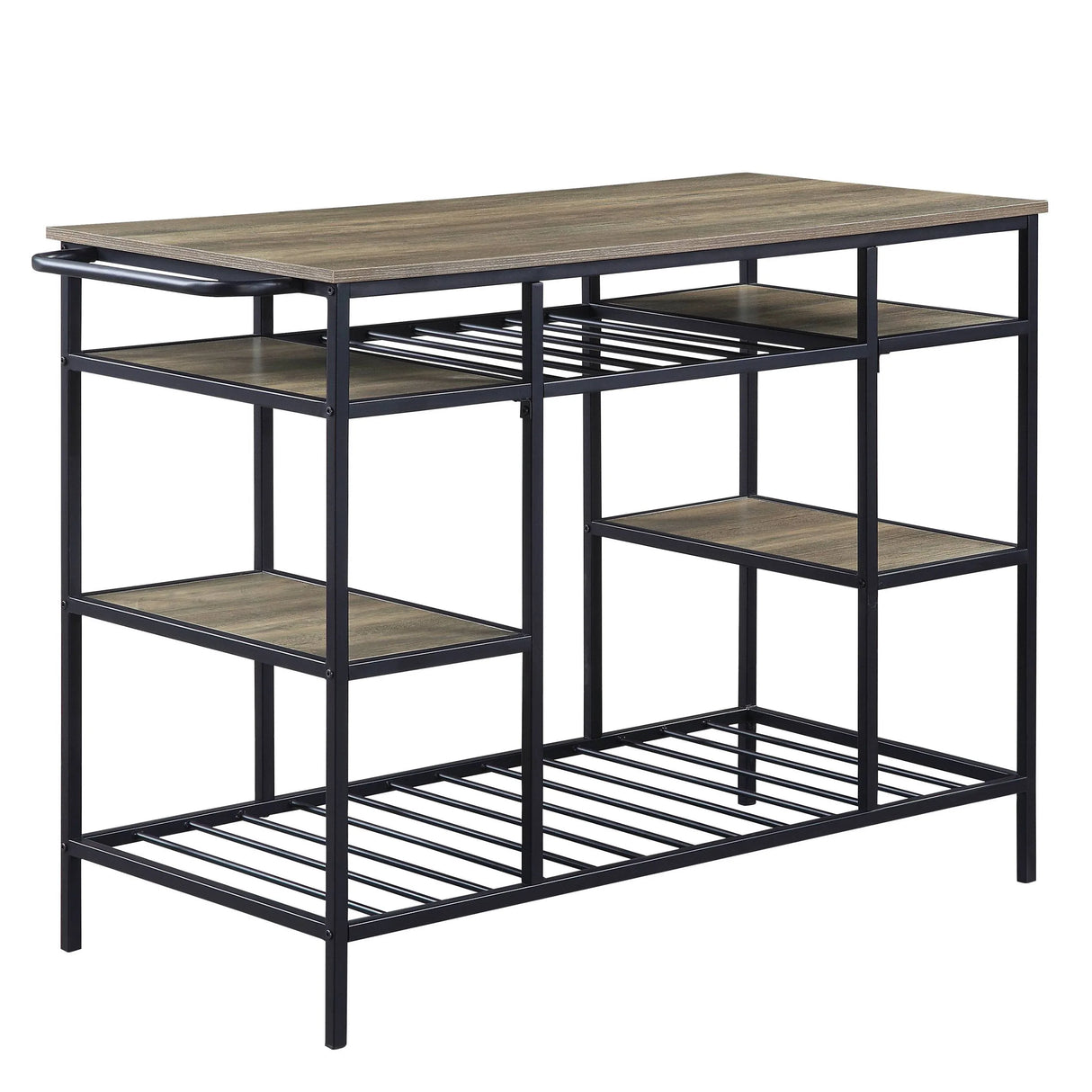 Rustic Oak Black Metal Frame Kitchen Island - Omega Lifestyles