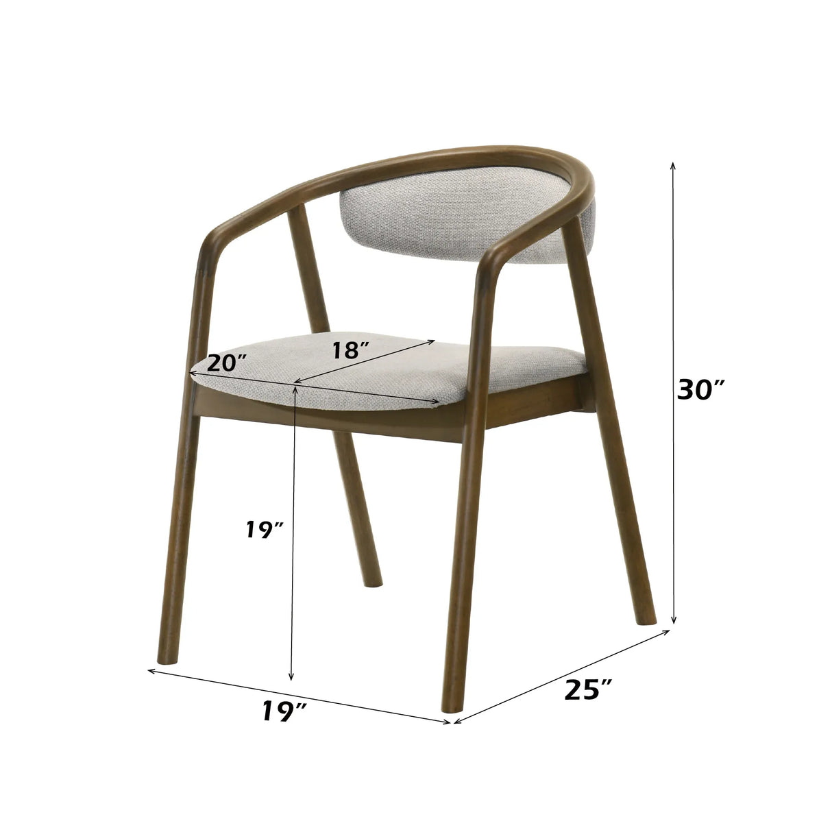 Gray Chenille Walnut Padded Side Chair - Omega Lifestyles