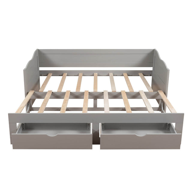 Extendable Solid Wood Twin Daybed With Trundle Drawers - Omega Lifestyles