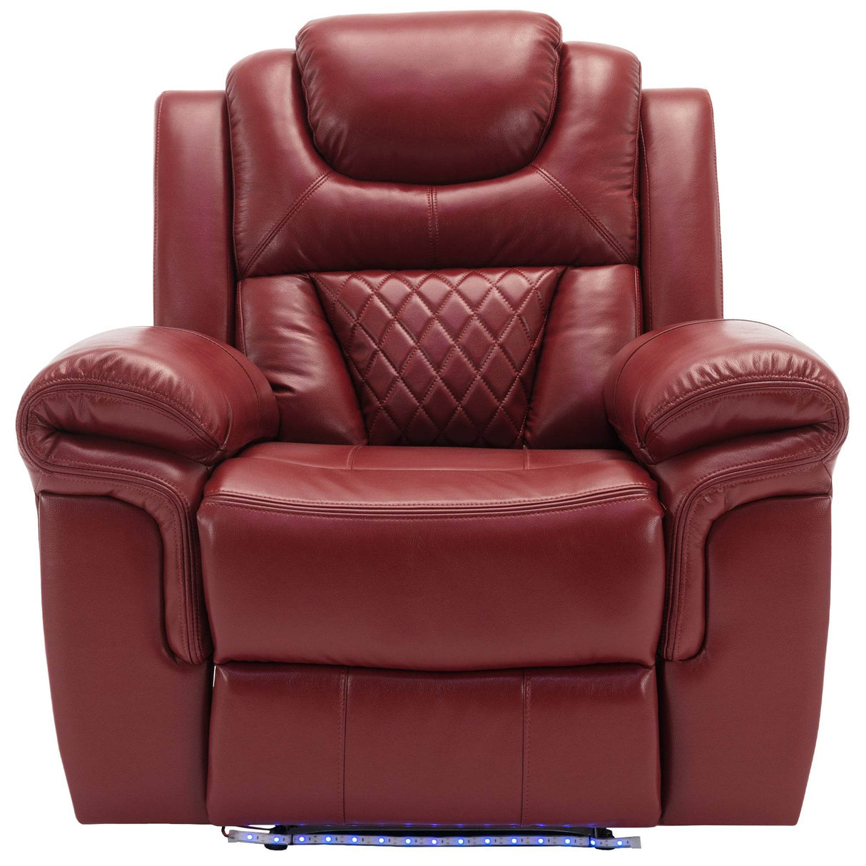 Wine Red Faux Leather Manual Recliner Chair With LED Strip - Omega Lifestyles