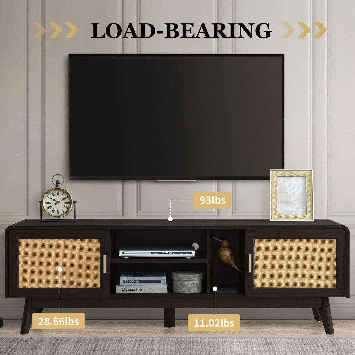 Bohemian Style Dark Brown Rattan TV Stand - Sleep Galleria