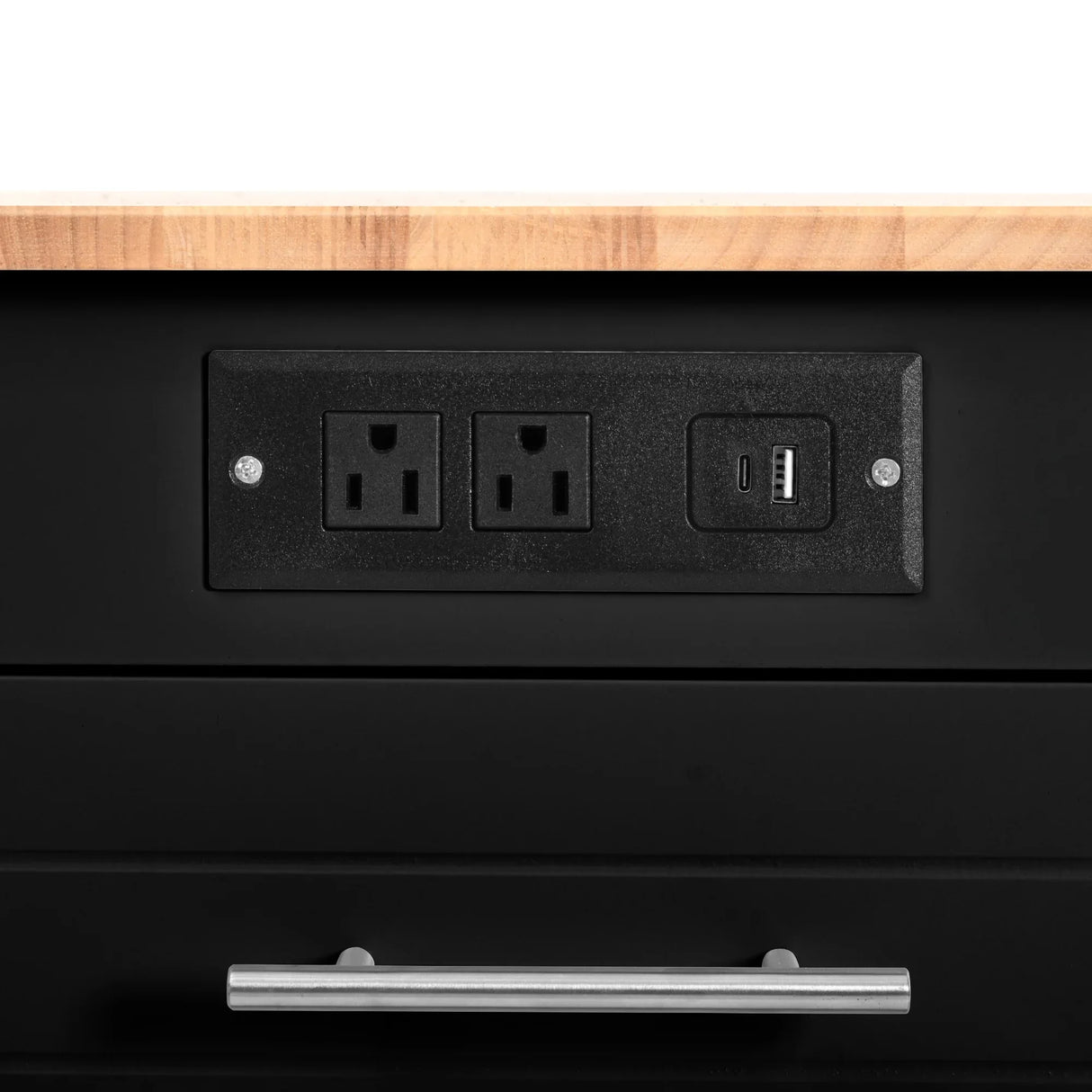 Fluted Rubber Wood Kitchen Island With Trash Can Cabinet - Omega Lifestyles