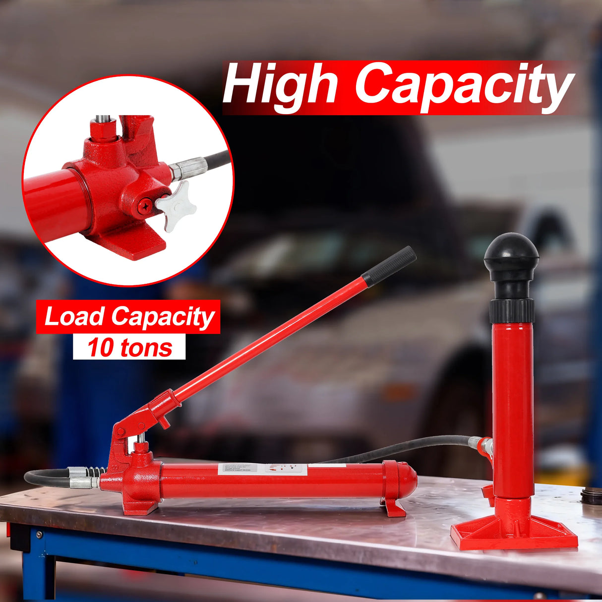 10-Ton Hydraulic Porta Power Kit With Carrying Case - Omega Lifestyles