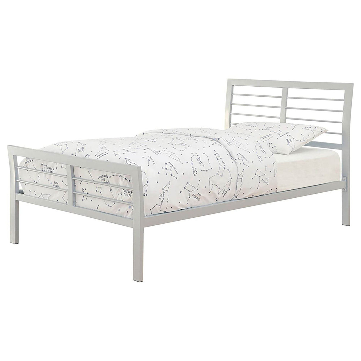 Twin Silver Metal Kids Bed Frame Contemporary - Omega Lifestyles