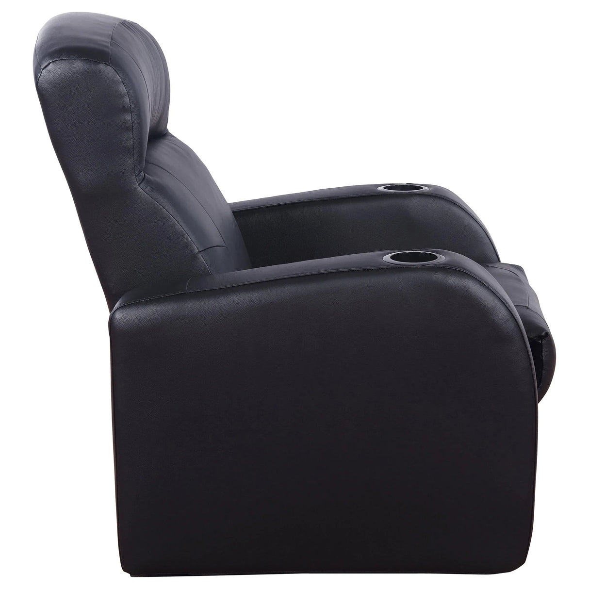Set Of 3 Black Faux Leather Recliner Home Theater Seats - Omega Lifestyles