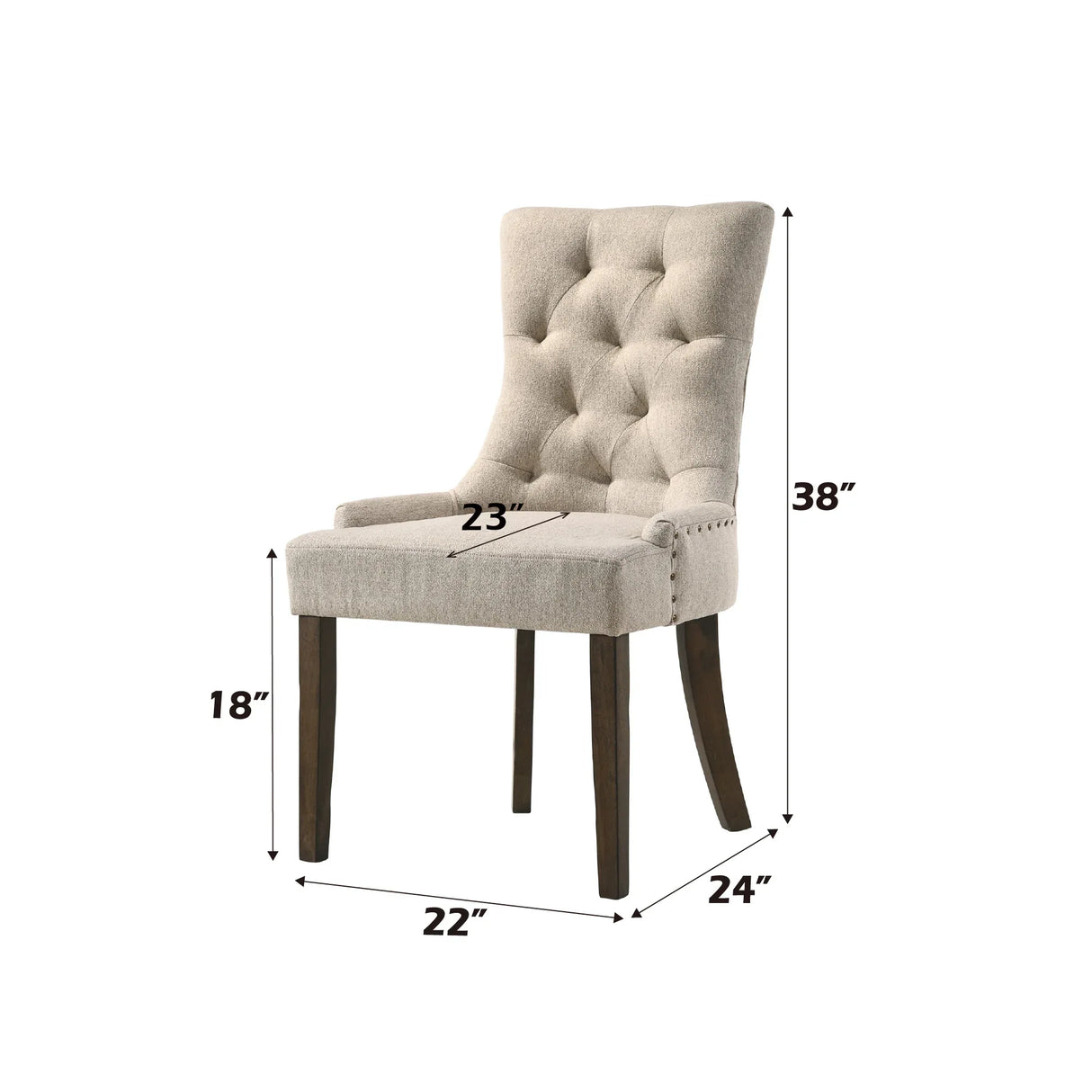 Beige Fabric Upholstered Side Chair Set of 2 - Omega Lifestyles
