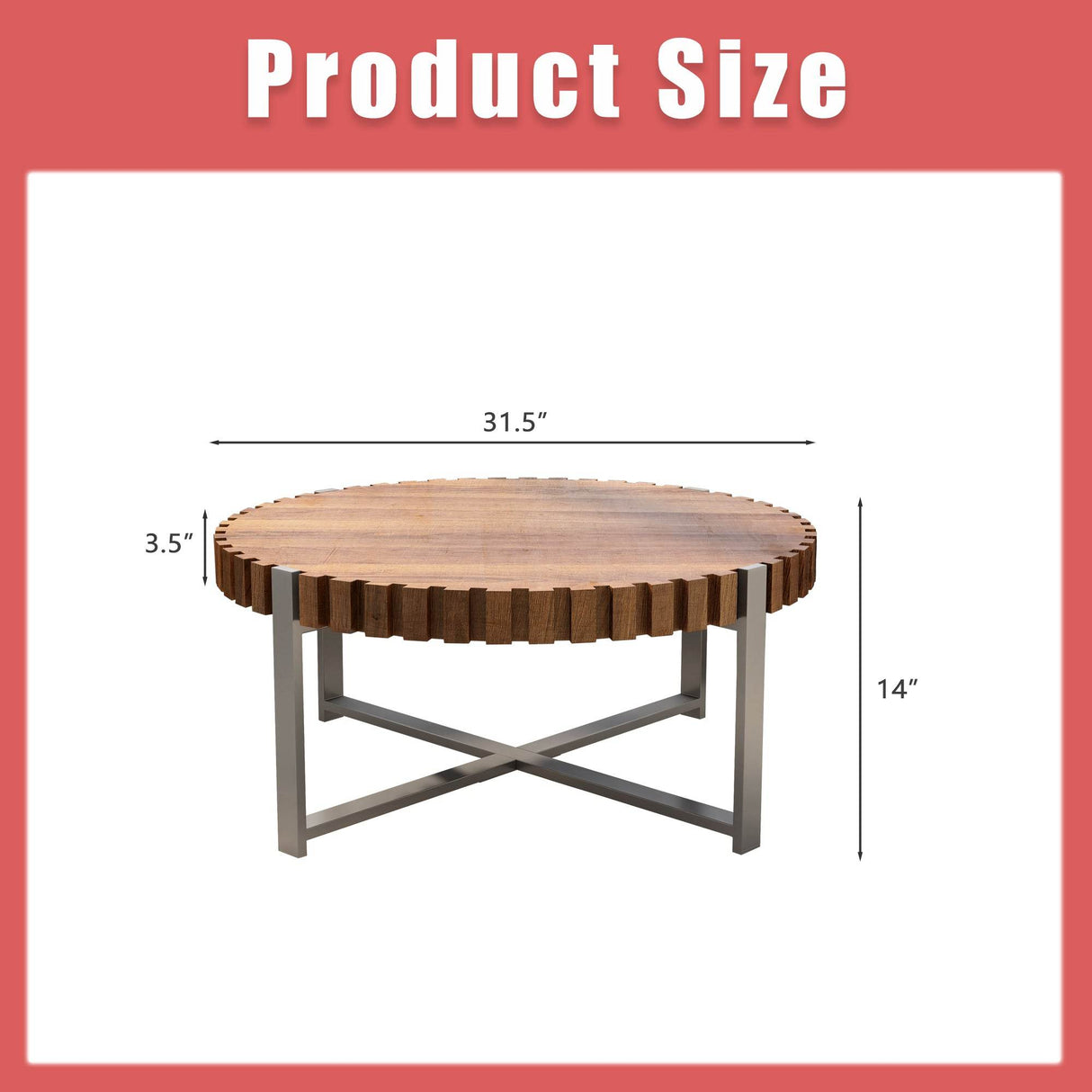 Modern Circular Wood Grain Drum-Shaped Coffee Table - Sleep Galleria