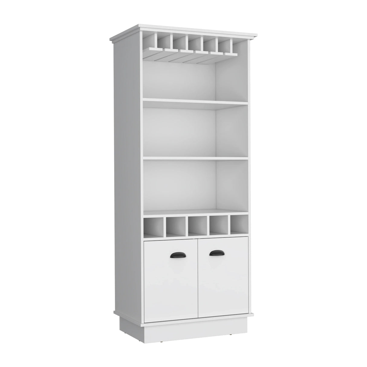 Modern White 70-Inch High Glass Door Bar Cabinet - Omega Lifestyles