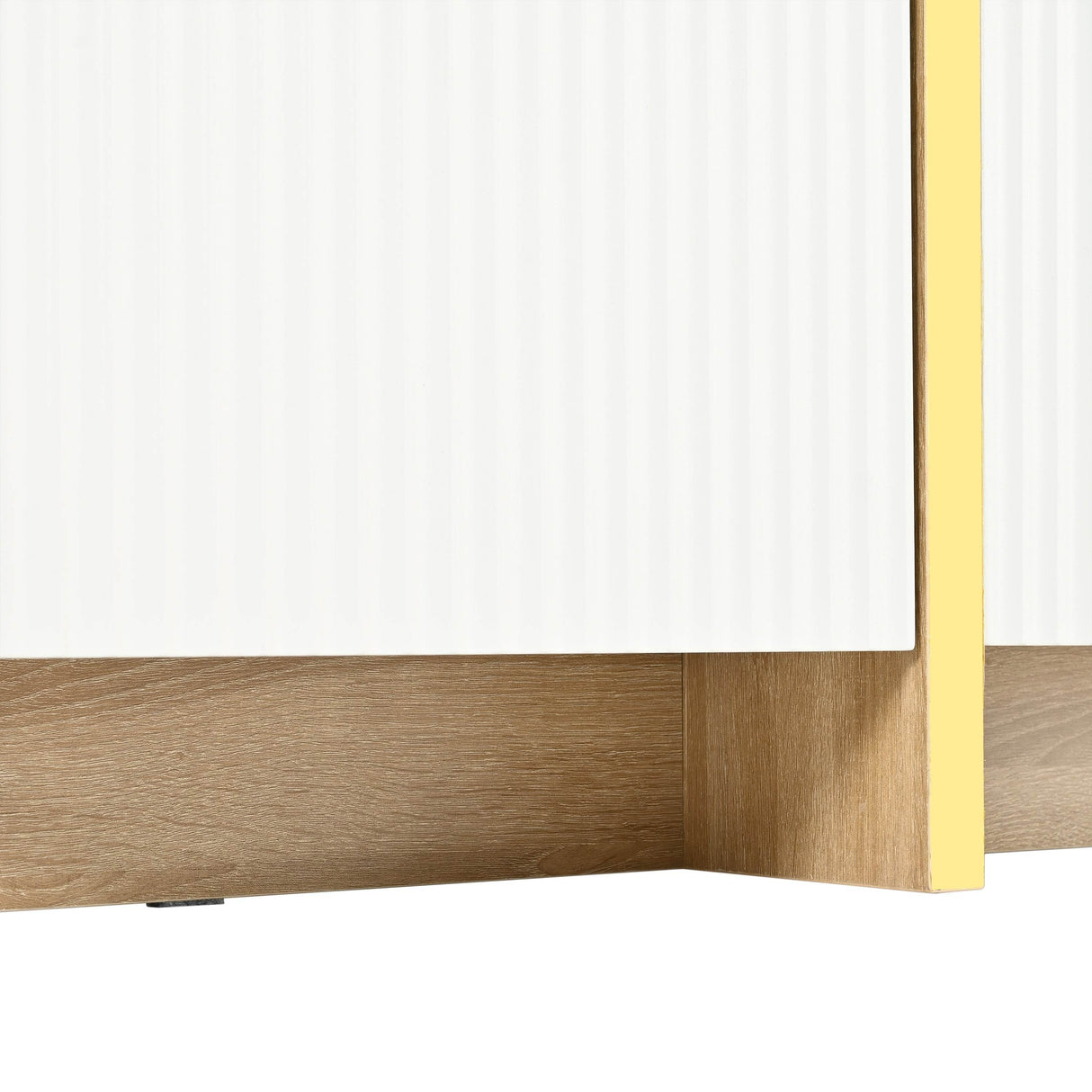 Luxury Fluted White And Gold Wood Grain TV Stand - Sleep Galleria