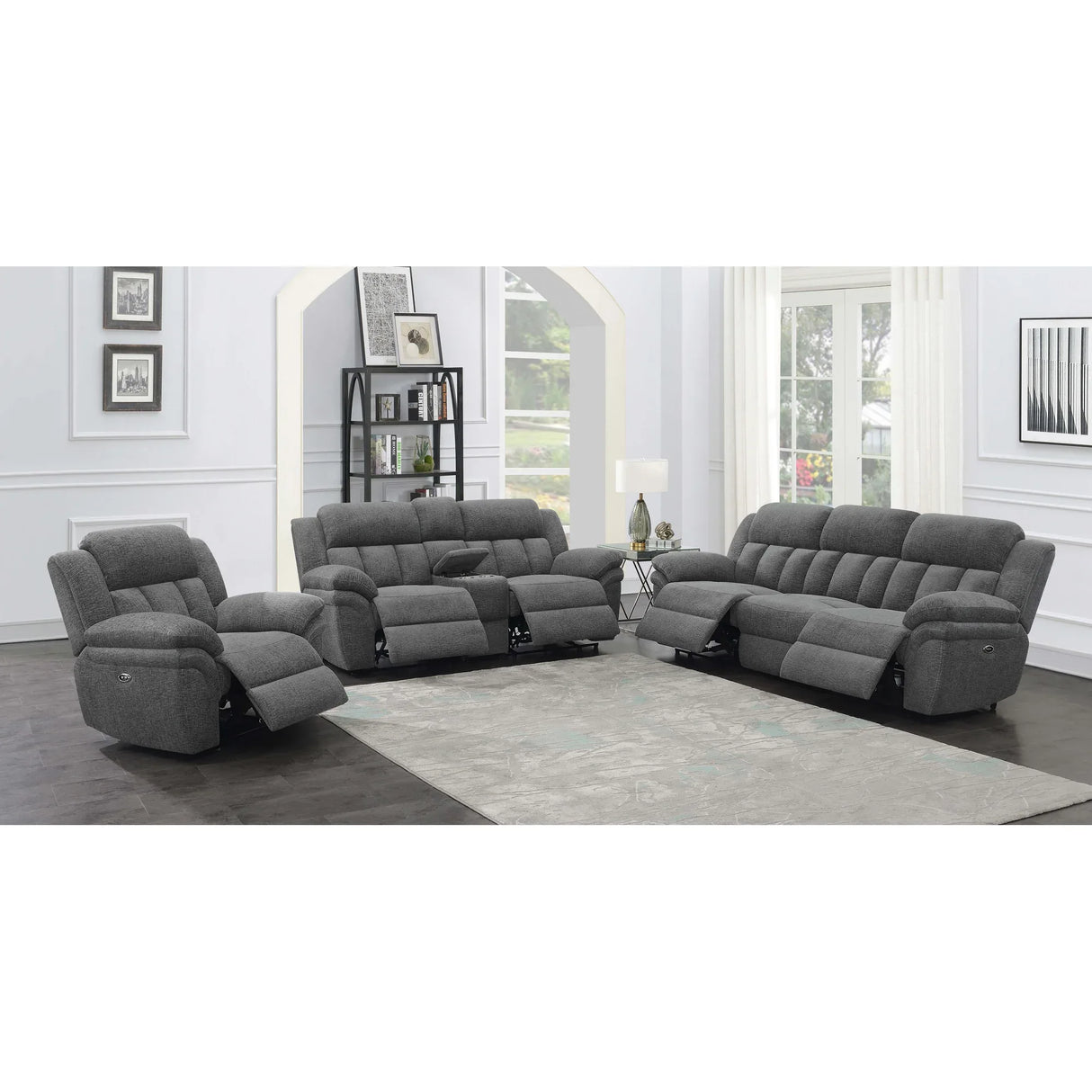 Charcoal Upholstered Power Glider Recliner With Pocket Coils - Omega Lifestyles