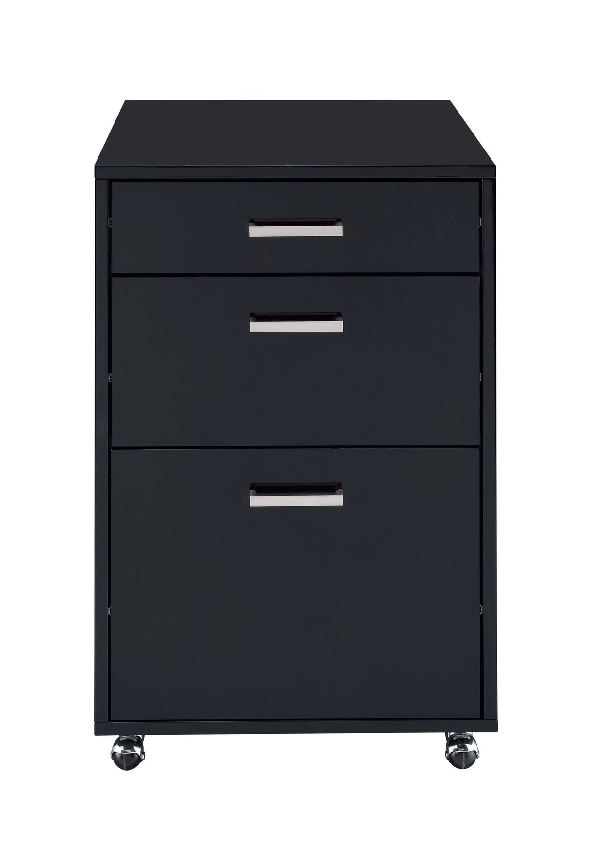 Black Synthetic Wood 3-Drawer File Cabinet - Omega Lifestyles
