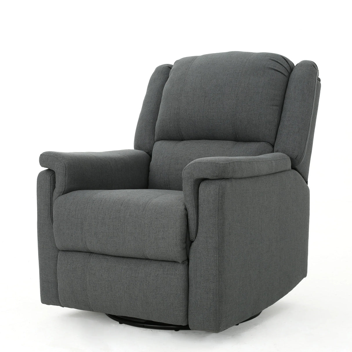 Charcoal Fabric Glider Recliner With Swivel And Manual Recline - Omega Lifestyles