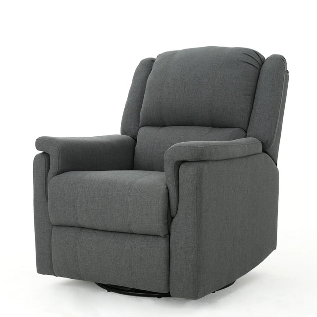 Charcoal Fabric Glider Recliner With Swivel And Manual Recline - Omega Lifestyles