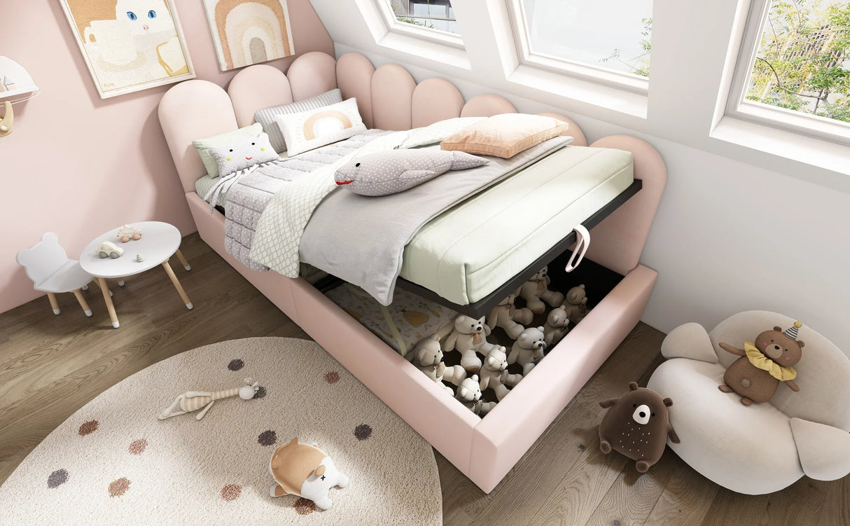 Pink Velvet Upholstered Twin Storage Daybed With Metal Frame - Omega Lifestyles