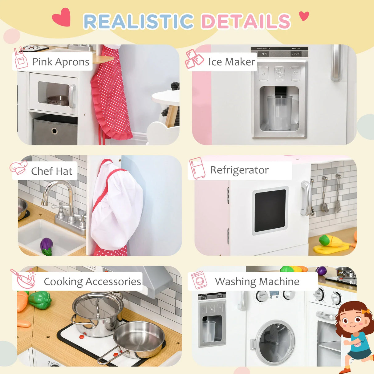 Large White Wooden Kids Play Kitchen With Sound Effects - Omega Lifestyles