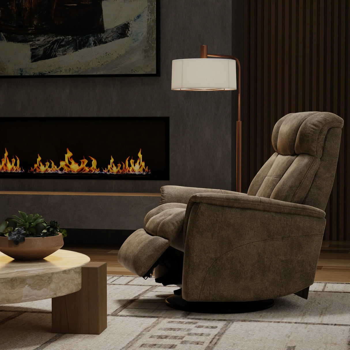 Swivel Glider Recliner With Manual Adjustable Headrest Footrest - Omega Lifestyles