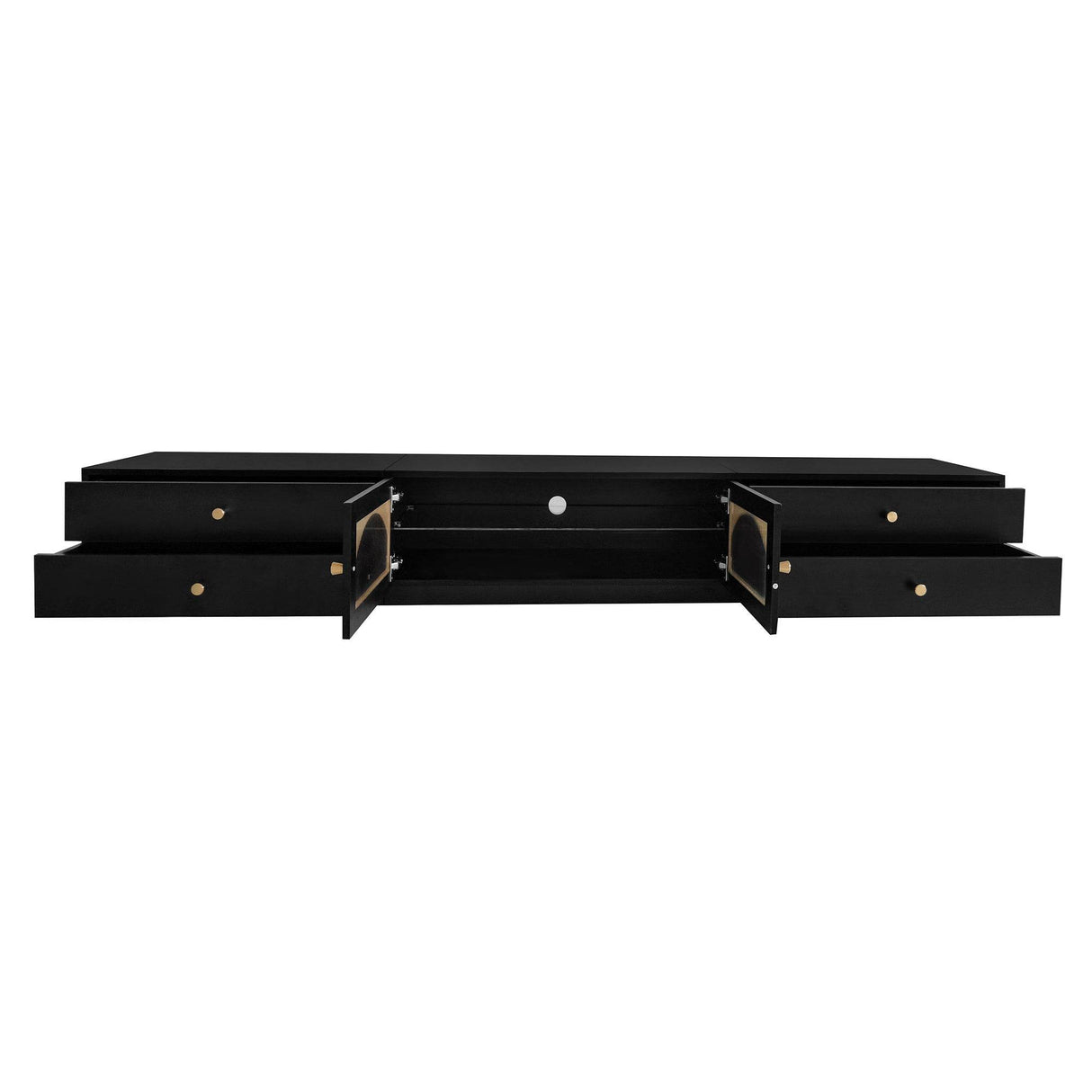Modern Black Particle Board TV Stand With Storage - Sleep Galleria