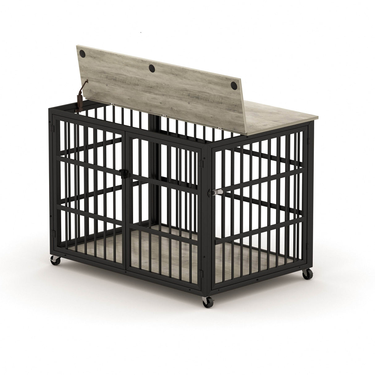 Rustic Brown Furniture Style Dog Crate With Wheels - Sleep Galleria