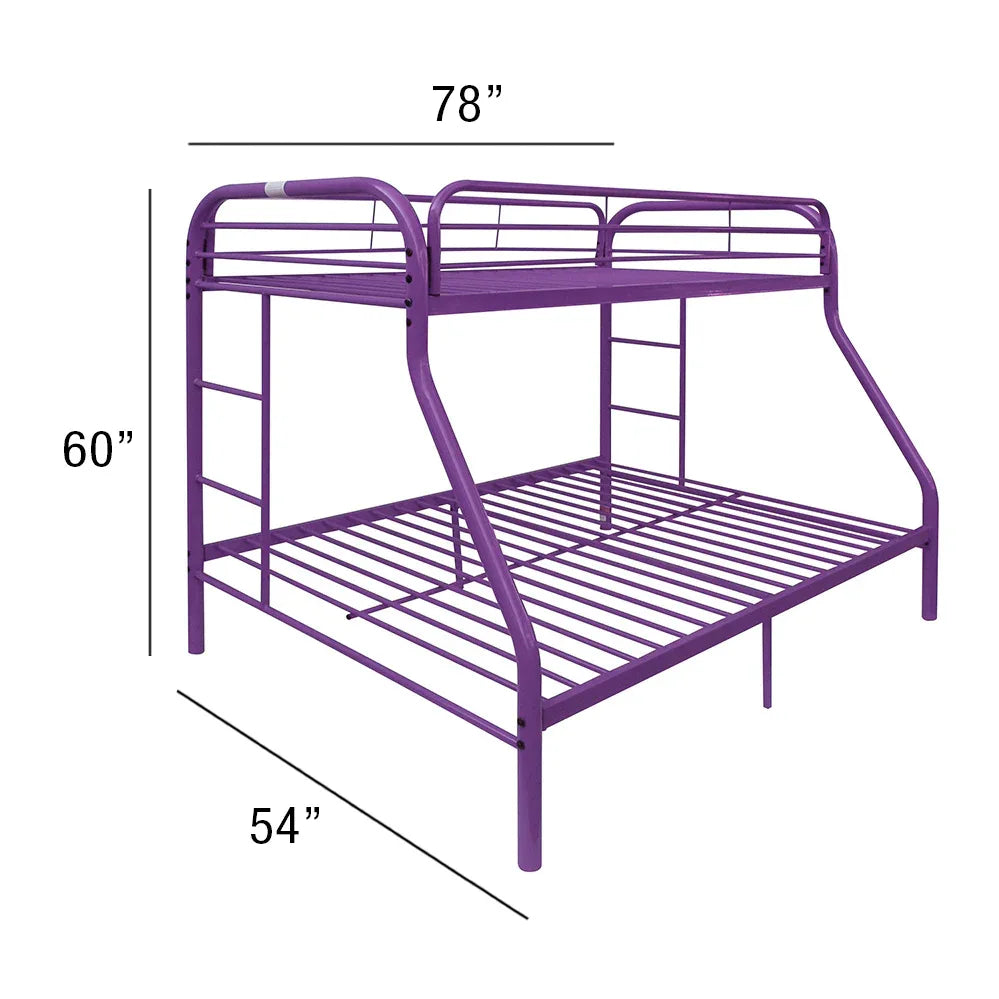 Twin Full Metal Tube Frame Purple Bunk Bed With Ladder - Omega Lifestyles