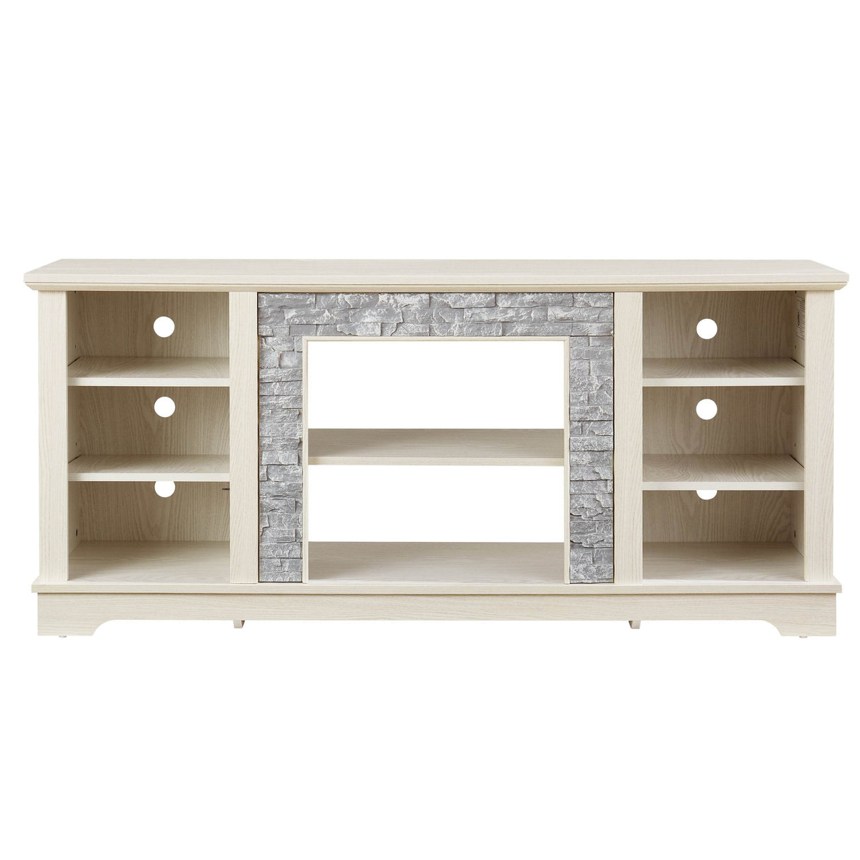 White Faux Stone Entertainment Console TV Stand - Sleep Galleria