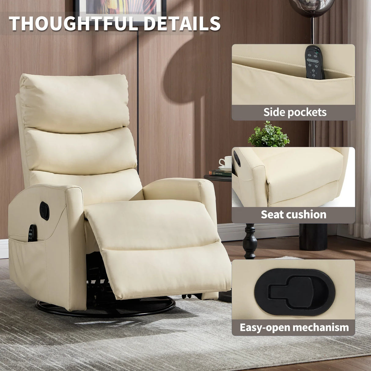 Heat Massage Recliner Chair With Swivel Rocker And Heating - Omega Lifestyles