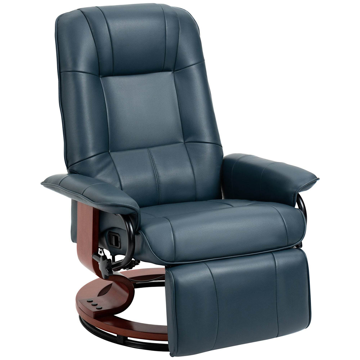 PU Leather Manual Recliner Chair With Swivel Wood Base