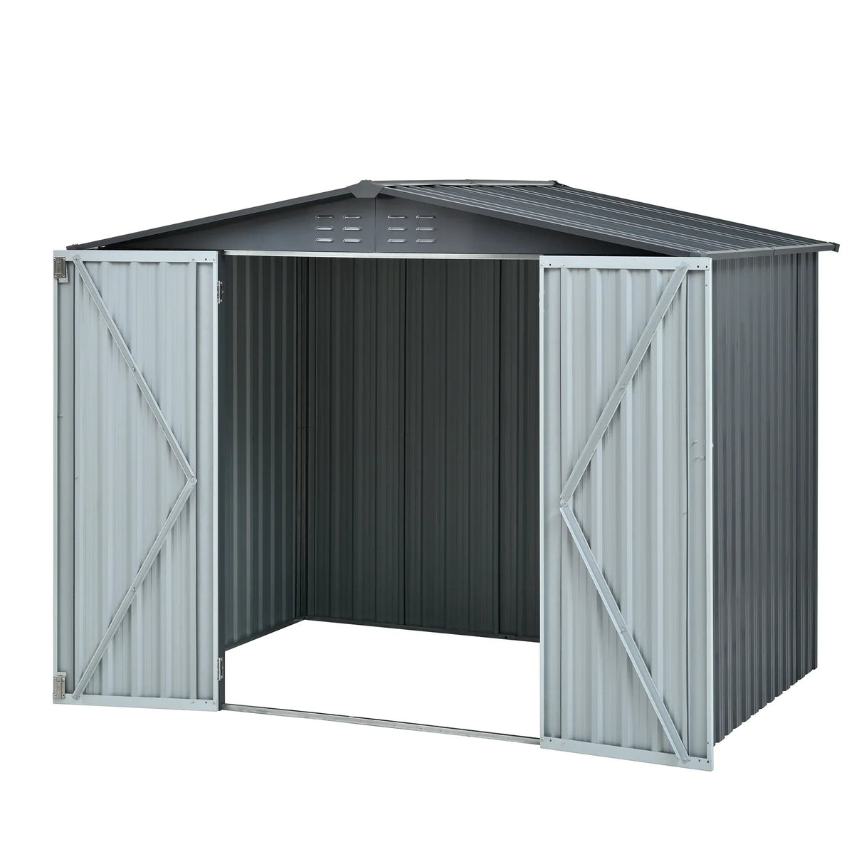 Heavy-Duty Galvanized Steel 6x8ft Outdoor Storage Shed - Omega Lifestyles