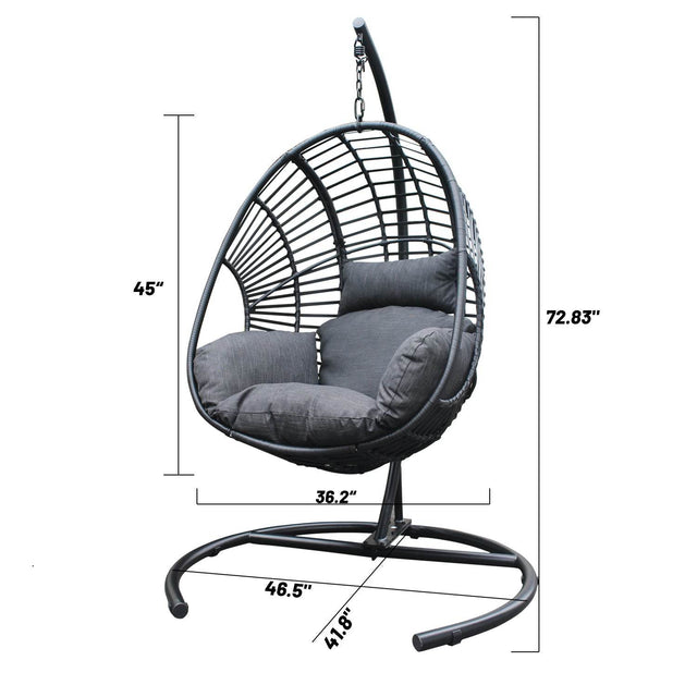 Outdoor Indoor PE Wicker Hanging Egg Chair With Cushion - Omega Lifestyles