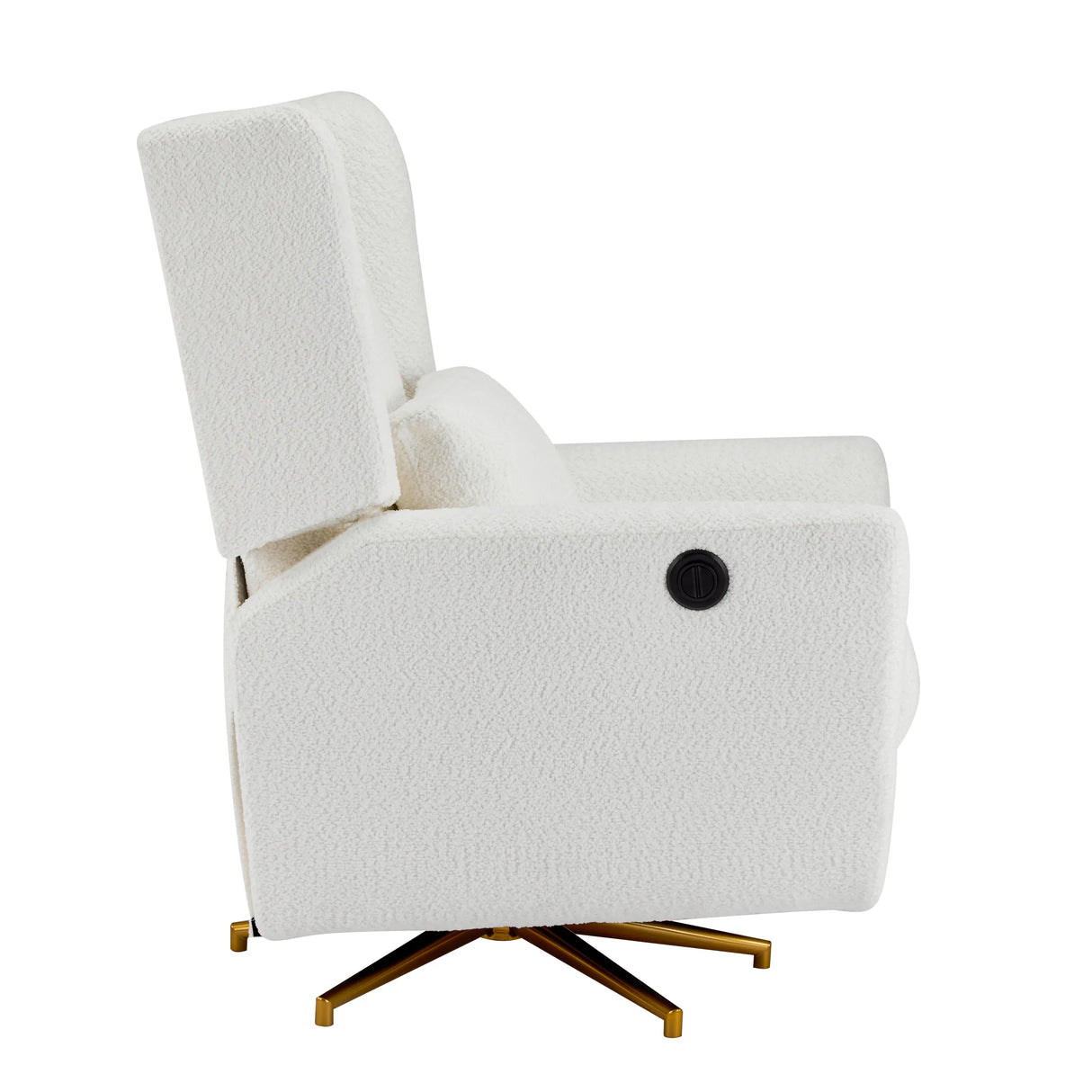 Boucle Upholstered Beige Power Recliner Chair With Swivel - Omega Lifestyles