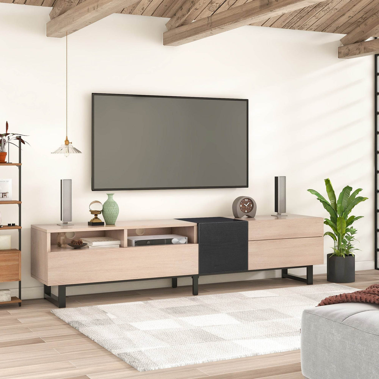 Modern Minimalist TV Stand With Drop Down Doors - Sleep Galleria