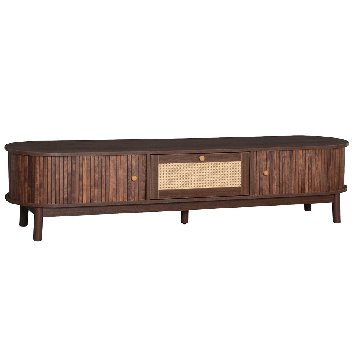 Modern Solid Wood Rattan Media Console TV Stand - Sleep Galleria
