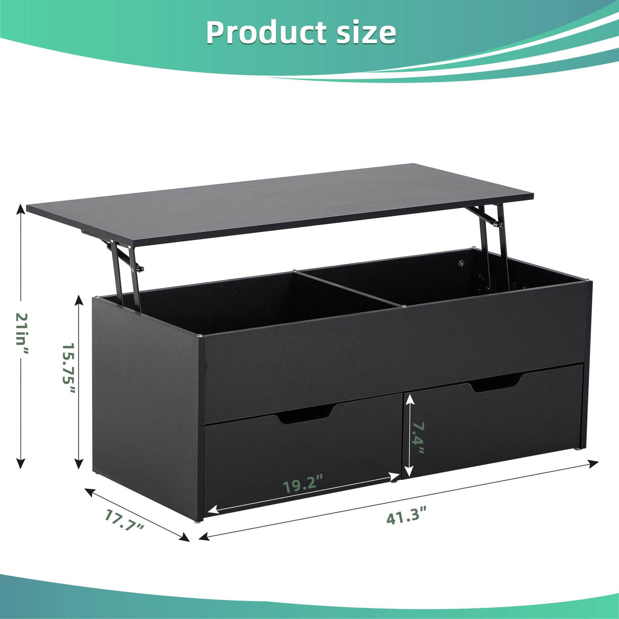 Lift-Top Coffee Table With Hidden Storage And Drawers - Sleep Galleria