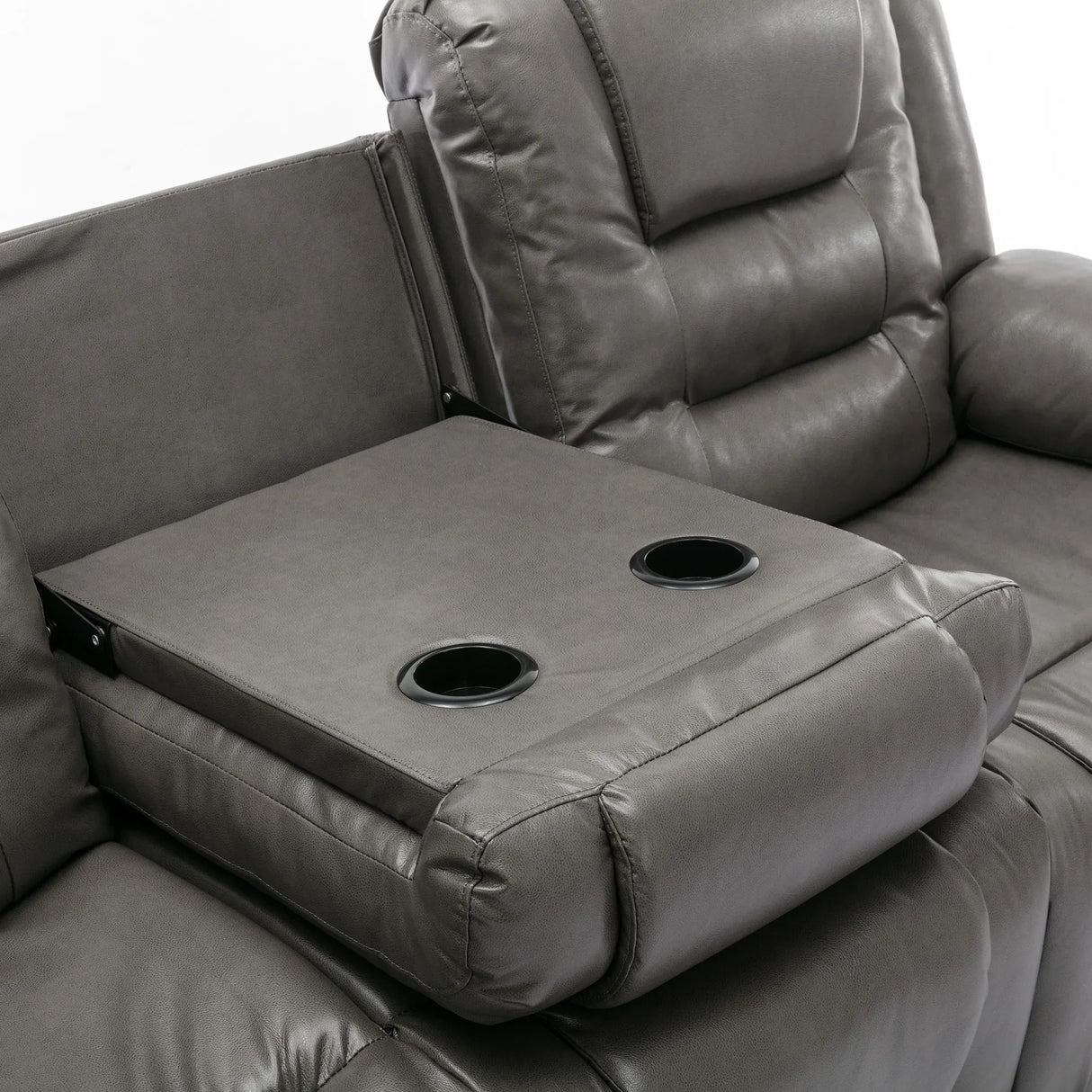 Grey Manual PU Upholstered Home Theater Recliner Chair Set - Omega Lifestyles