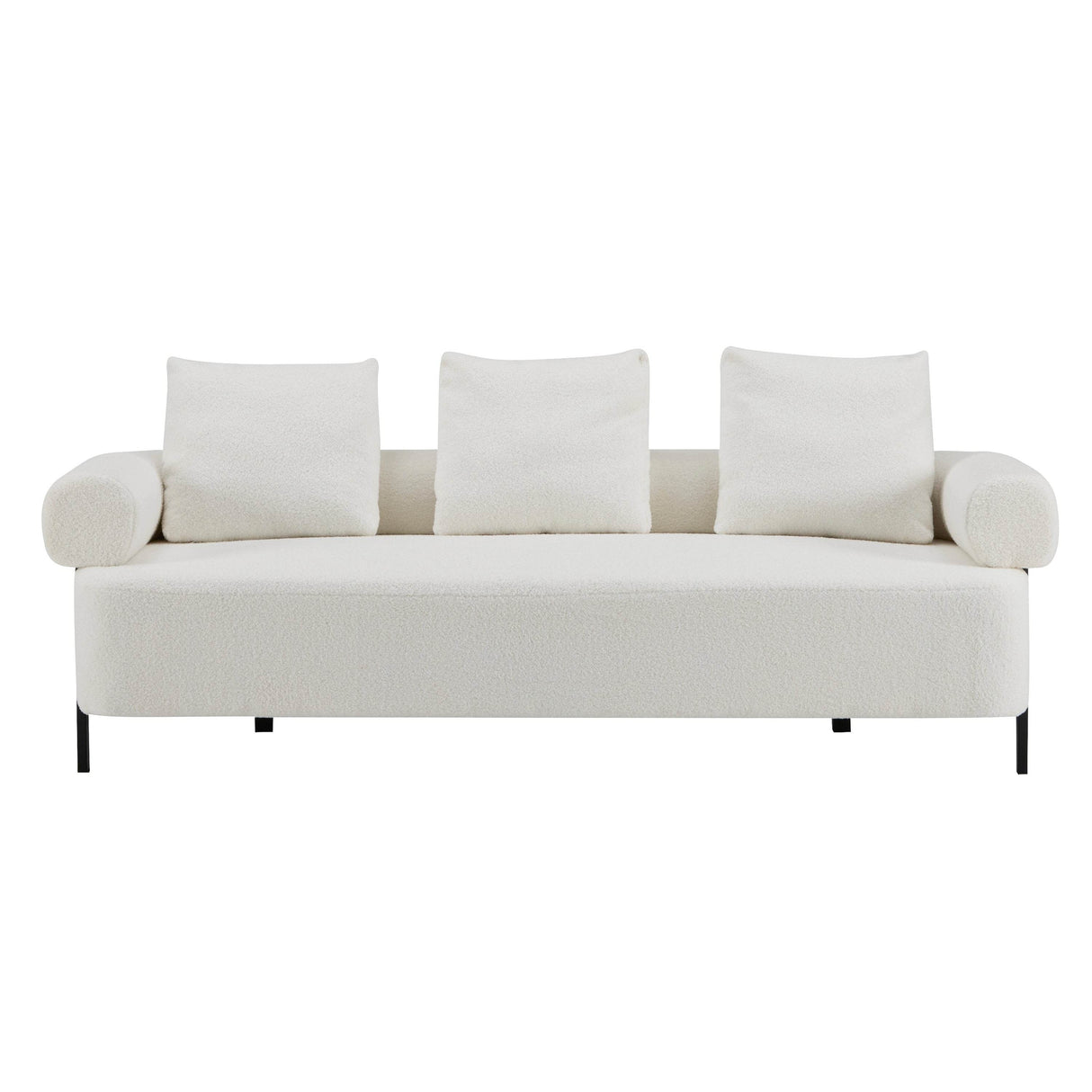 Modern 3-Seater Beige Boucle Upholstered Sofa With Pillows - Omega Lifestyles