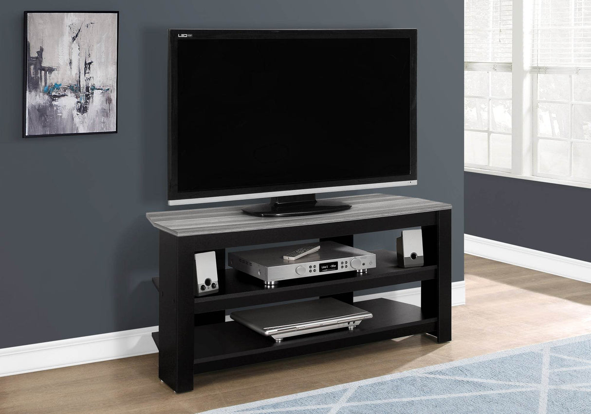 Contemporary 42-Inch Black Grey Particle Board TV Stand - Sleep Galleria