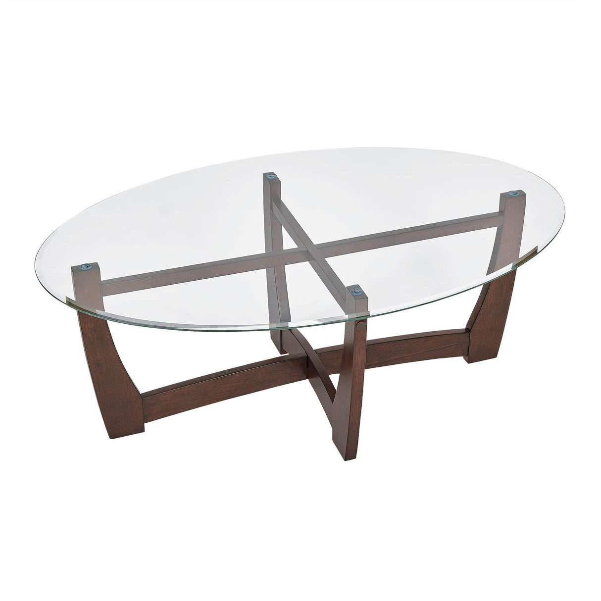 48-Inch Oval Cherry Wood Tempered Glass Coffee Table - Sleep Galleria