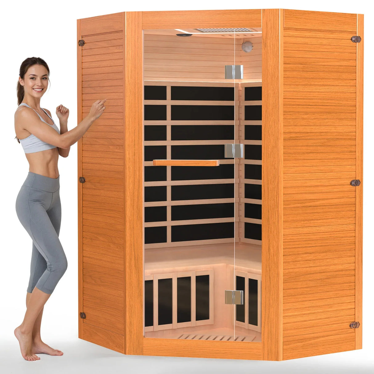 Far Infrared Wood Home Sauna With Bluetooth Speaker - Omega Lifestyles