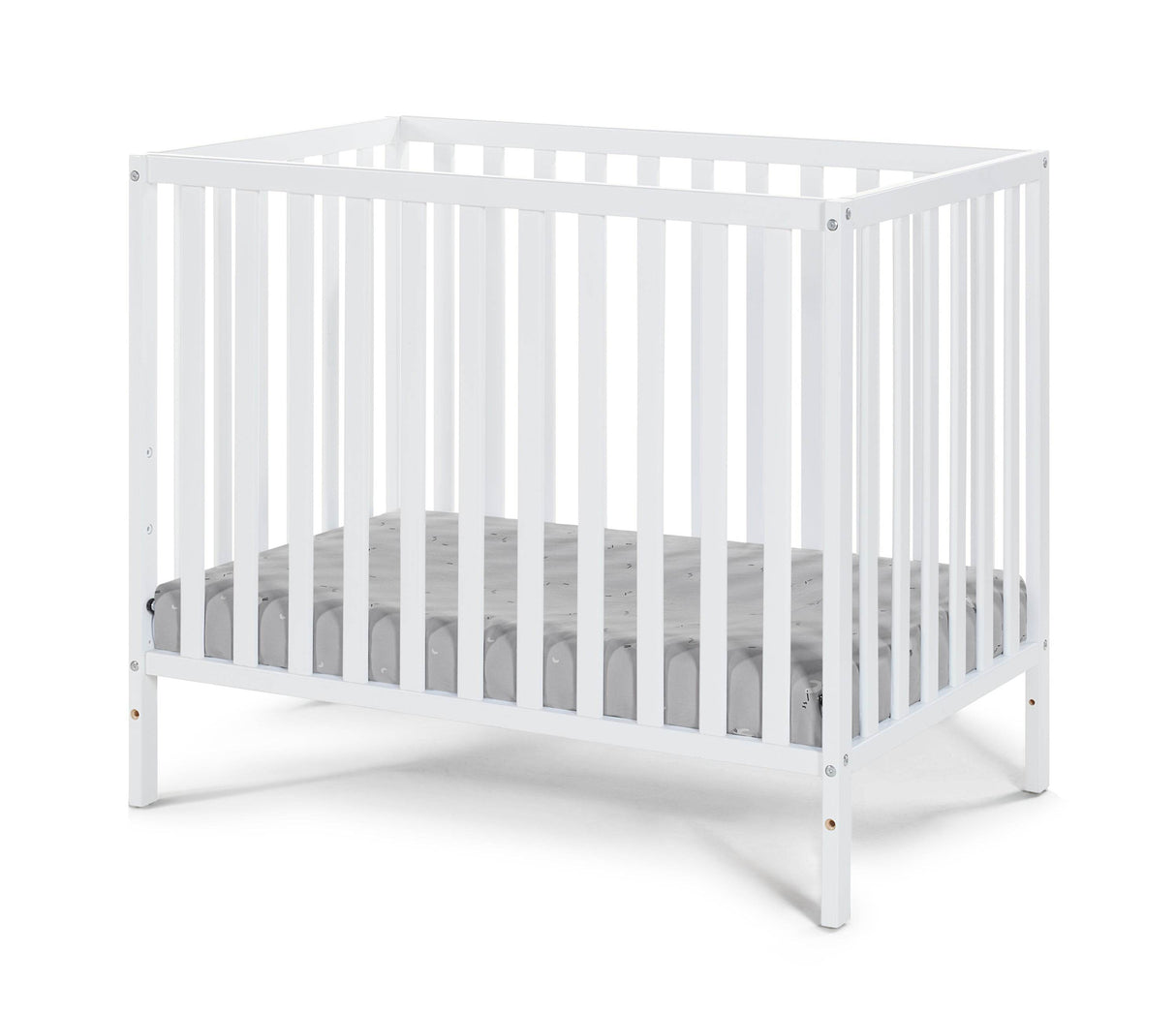 3-in-1 Convertible White Solid Wood Mini Crib With Mattress Pad - Omega Lifestyles