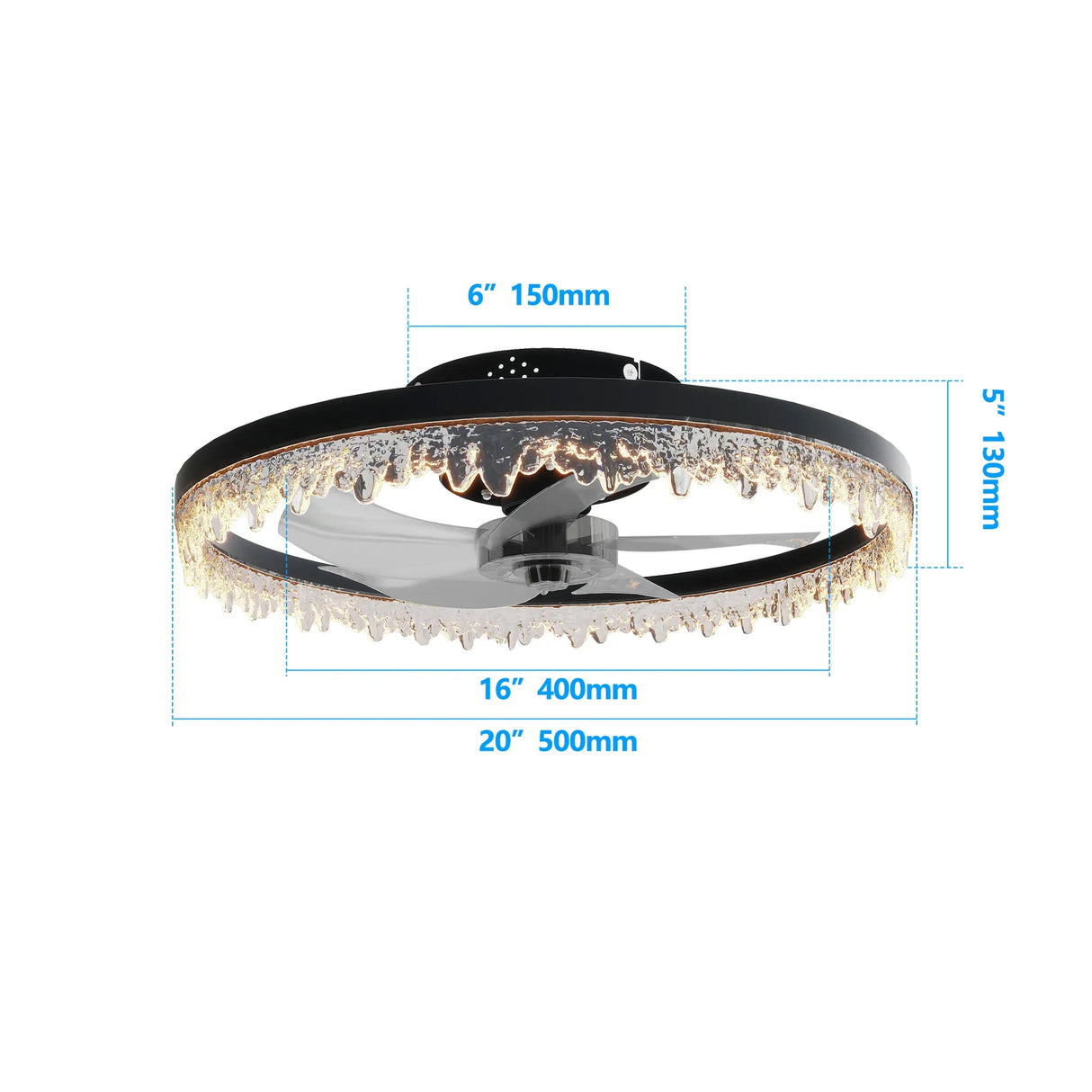 Luxury Crystal Flush Mount Ceiling Fan With Lights - Omega Lifestyles