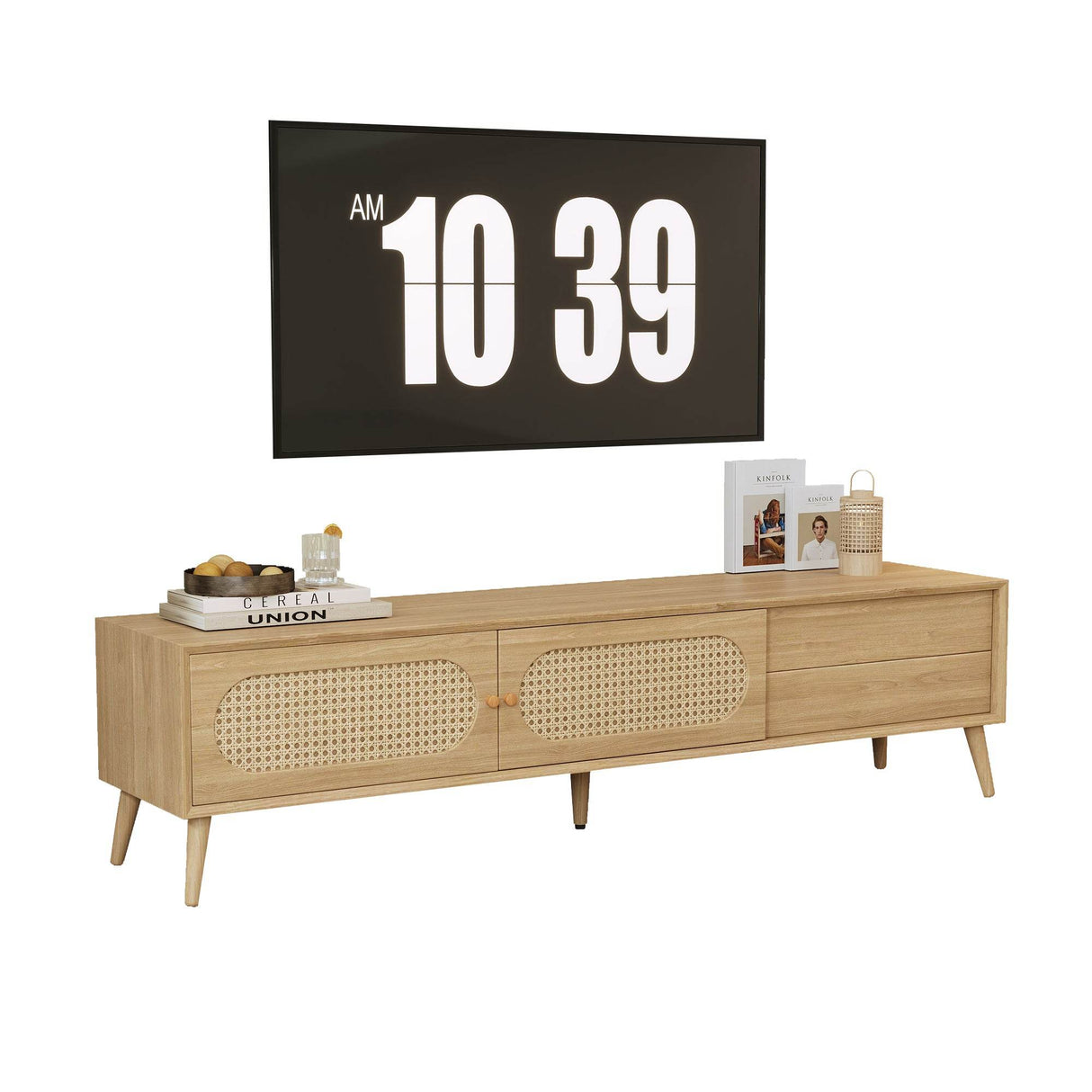 Boho Farmhouse Solid Wood TV Stand Cabinet - Sleep Galleria