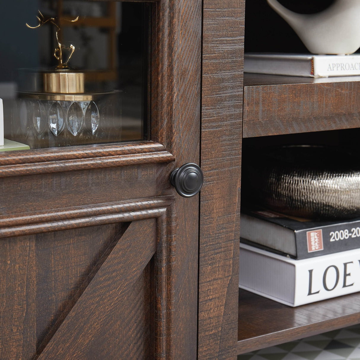 Farmhouse Style Espresso TV Stand Console Cabinet - Sleep Galleria