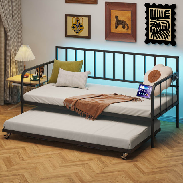 Twin Metal Daybed With Trundle Sofa Bed Frame - Omega Lifestyles