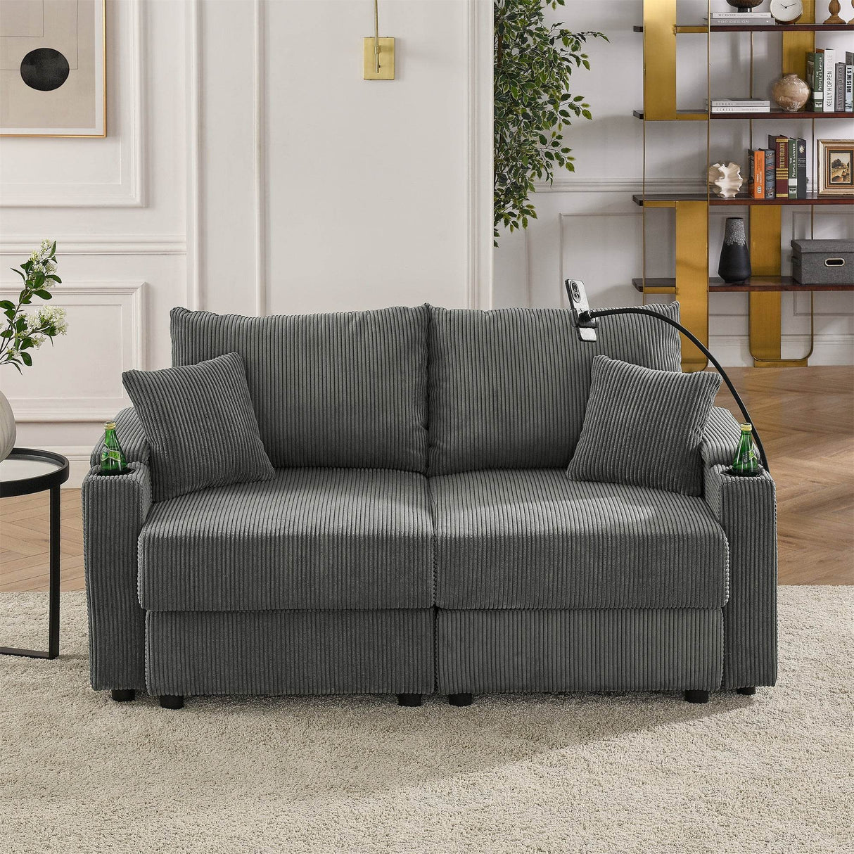 Modern Corduroy Armless Loveseat Sofa Chair - Omega Lifestyles