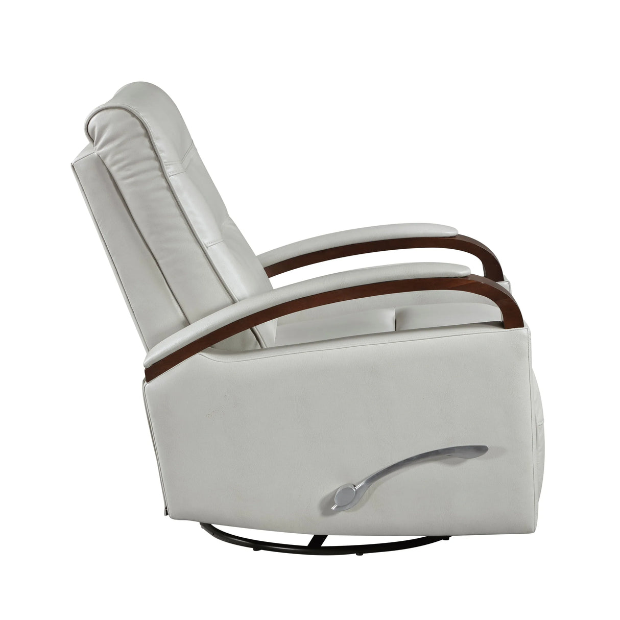 Swivel Gliding Recliner Faux Leather With Solid Rubberwood Arms - Omega Lifestyles