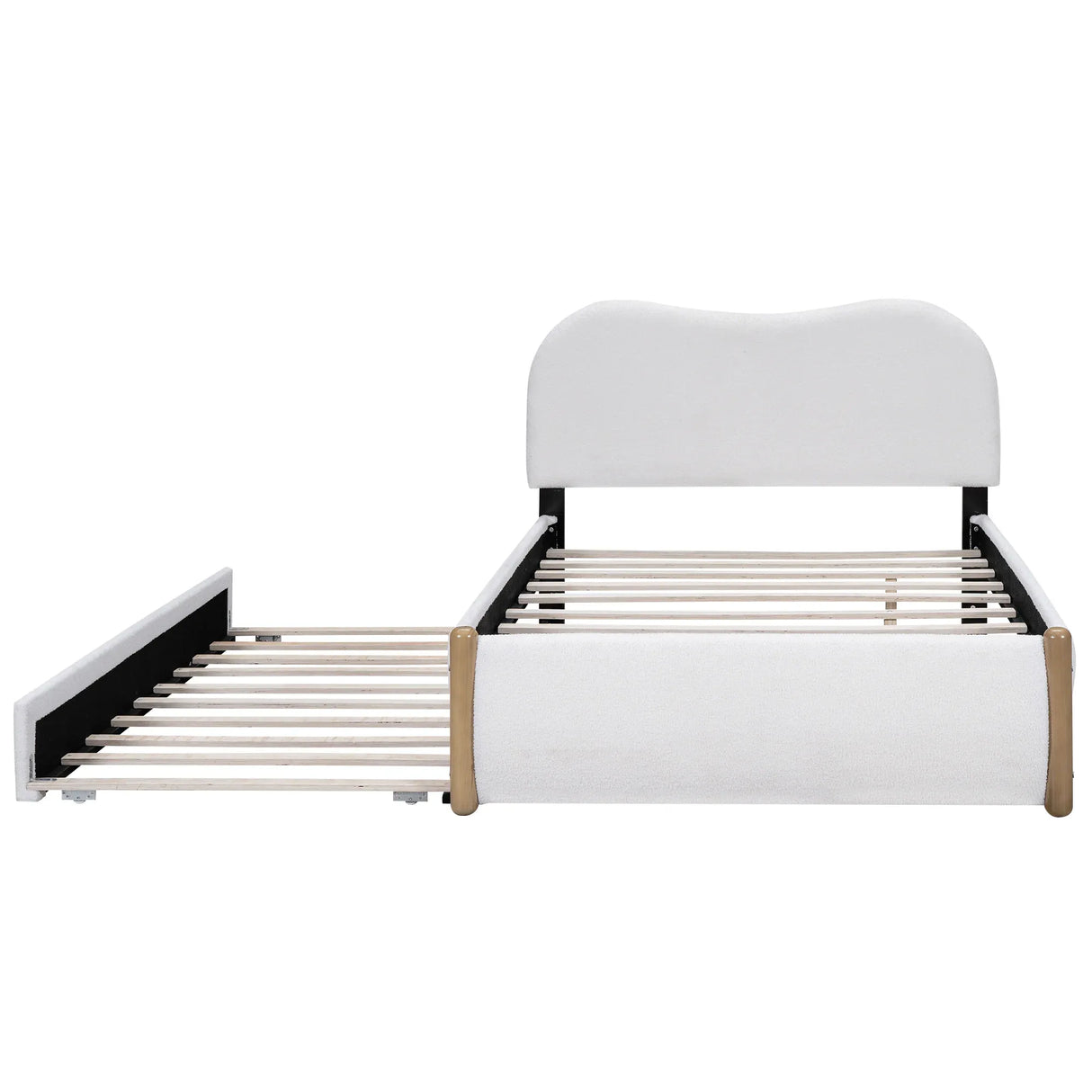 Full Upholstered Platform Bed With Twin Trundle White - Omega Lifestyles