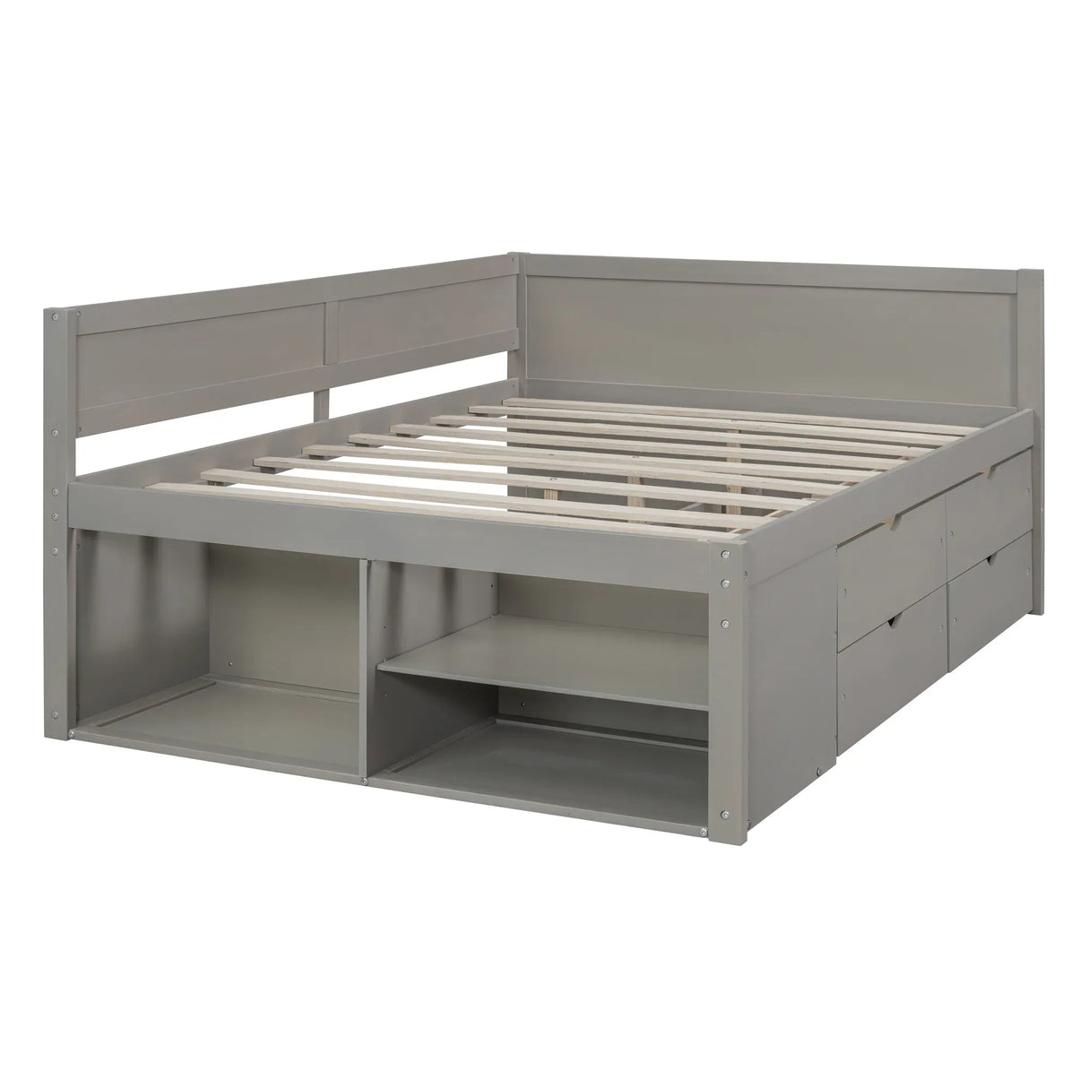 Full Solid Wood Full Size Daybed With Drawers And Shelves - Omega Lifestyles